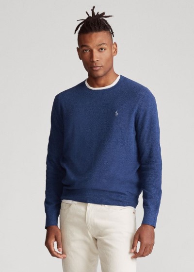 Polo Ralph Lauren Cotton-Linen Crewneck Striktrøje Herre Danmark (EIBCA1426)